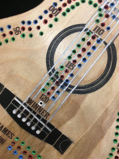 Acoustic Guitar Cribbage Board - Hand Painted Canadian Made Music Gift