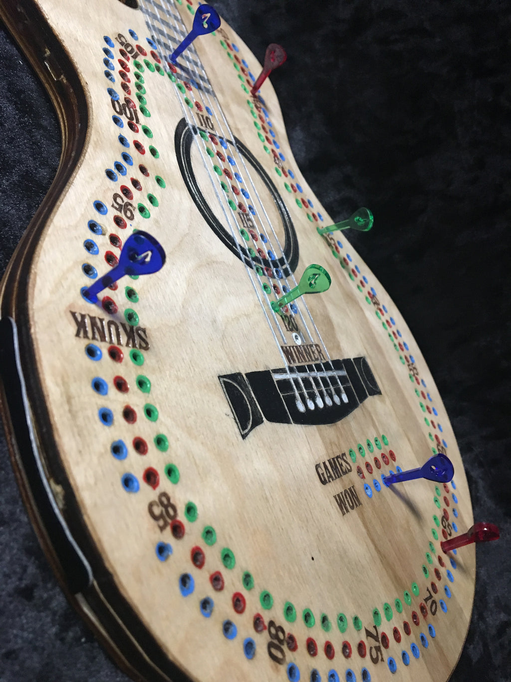 Acoustic Guitar Cribbage Board - Hand Painted Canadian Made Music Gift