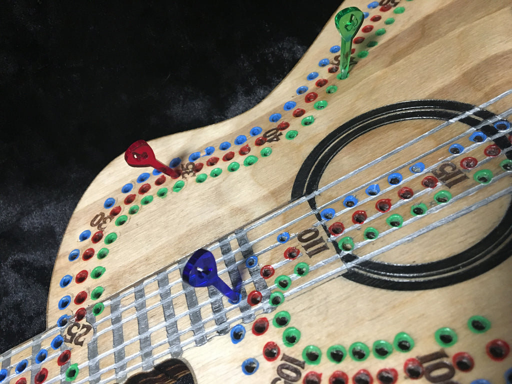 Acoustic Guitar Cribbage Board - Hand Painted Canadian Made Music Gift