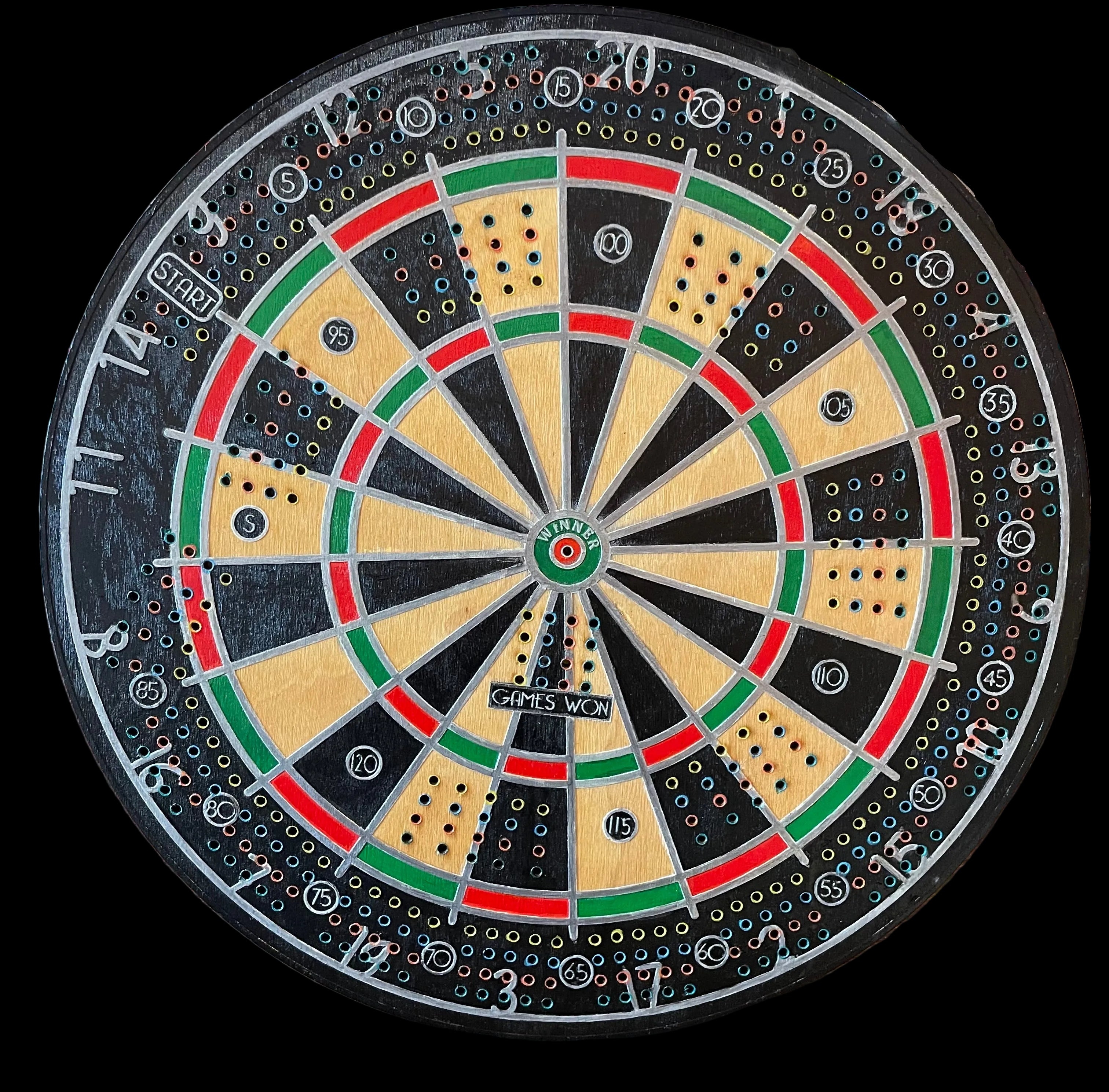 Dartboard cribbage board.
