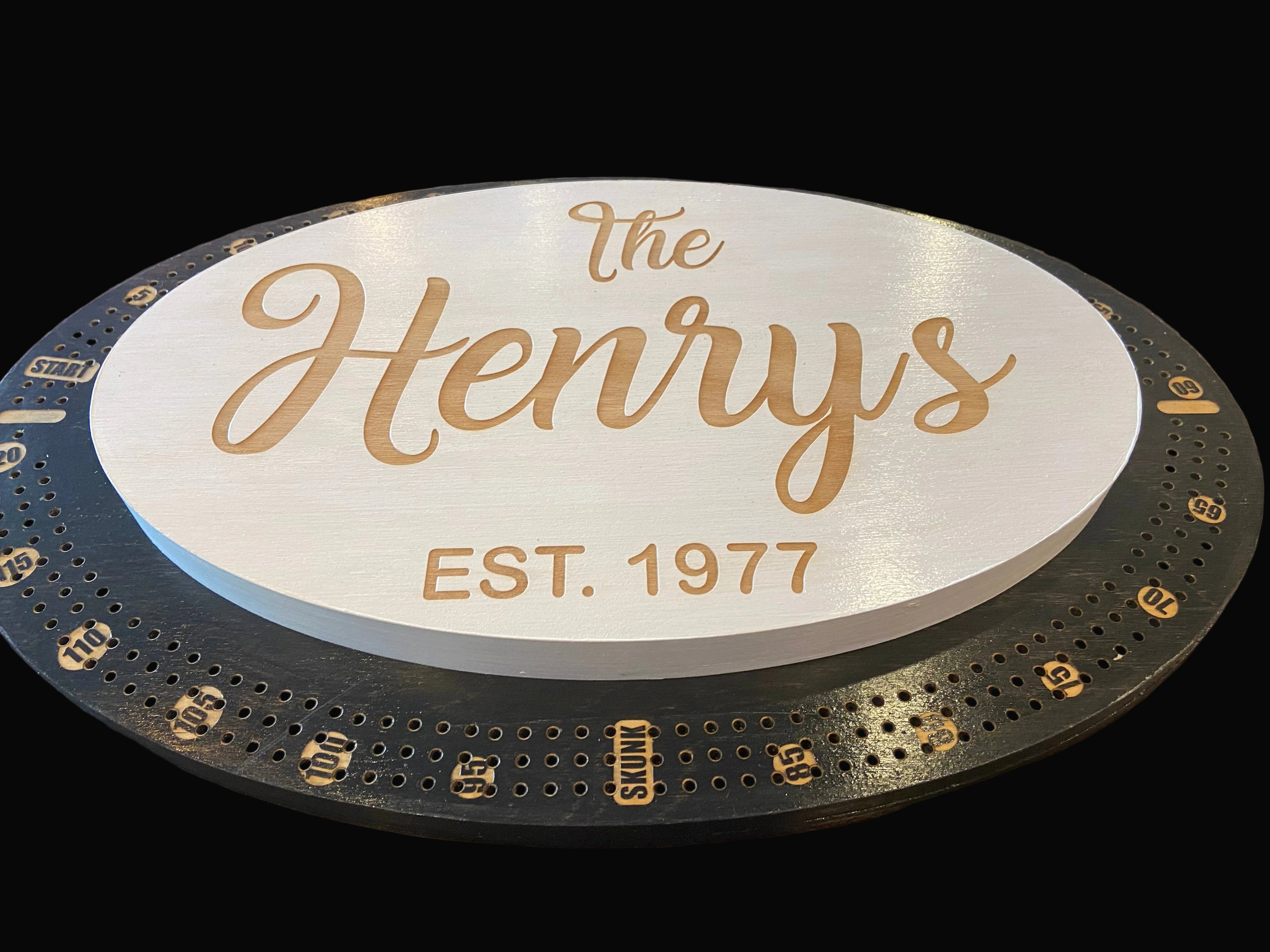 Deluxe Family Name Cribbage Board - Personalized Family Name