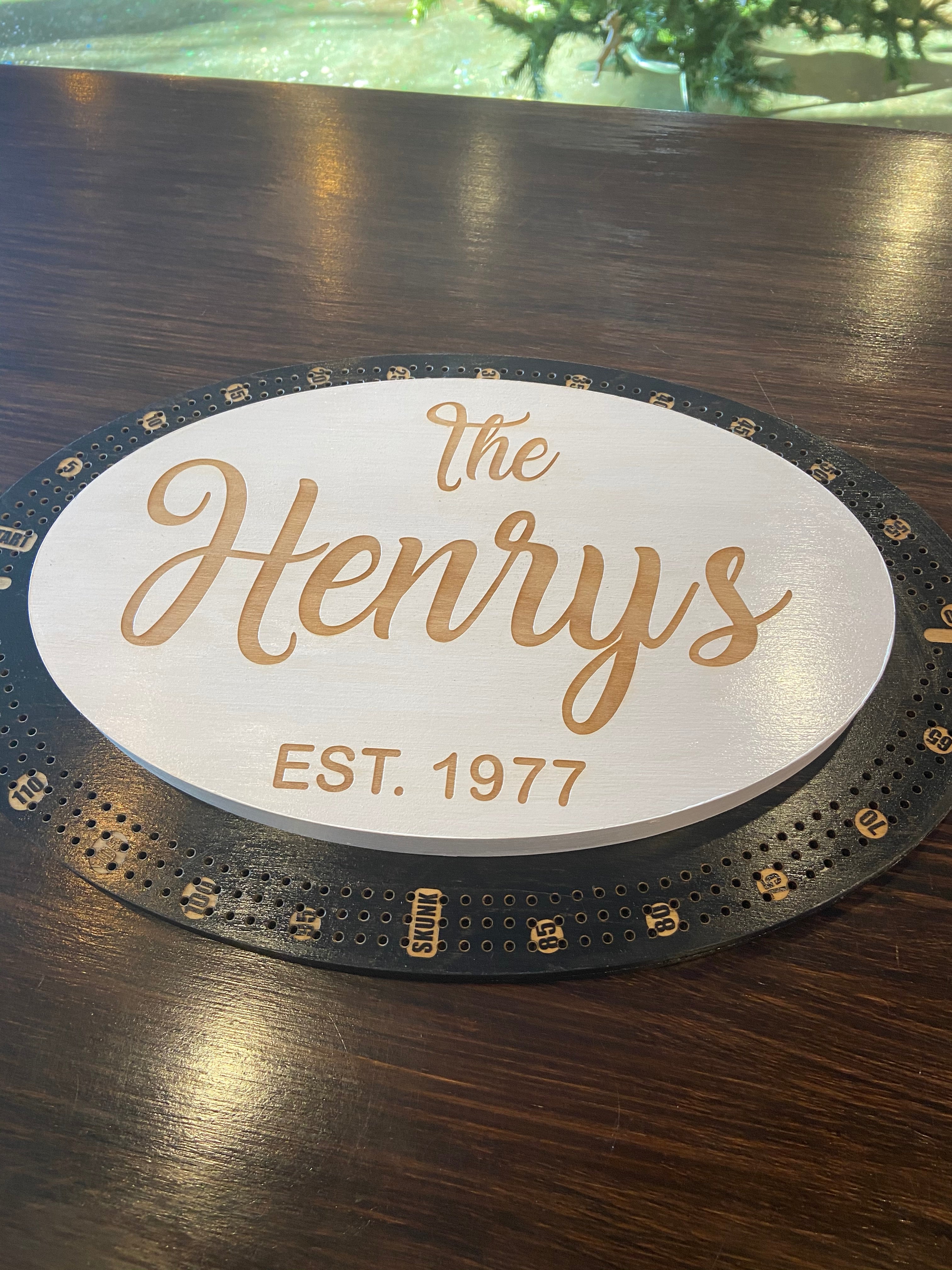 Deluxe Family Name Cribbage Board - Personalized Family Name