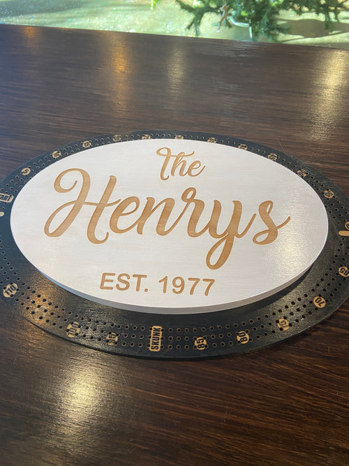 Deluxe Family Name Cribbage Board - Personalized Family Name