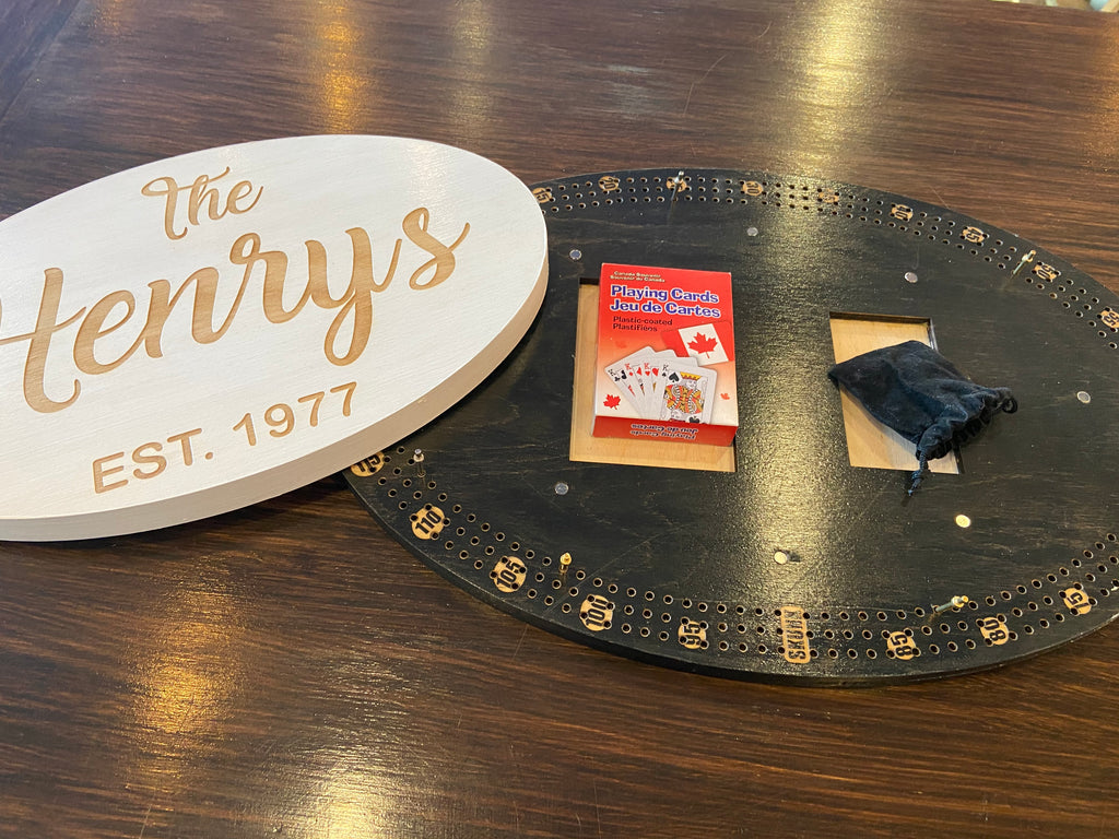 Deluxe Family Name Cribbage Board - Personalized Family Name